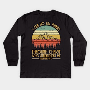 Vintage Christian I Can Do All Things Through Christ Who Strengthens Me Kids Long Sleeve T-Shirt